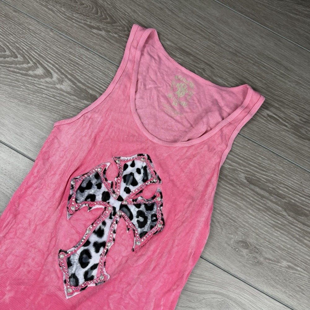 Velvet Stone Women's Sleeveless‎ Rhinestone Cross Tank XL New
